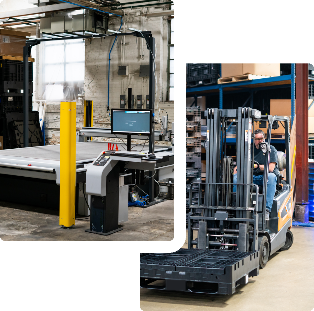 Zund table G3 and forklift packaging solutions
